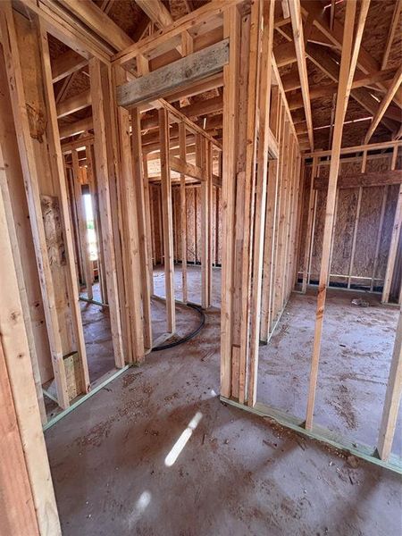 New construction framing showcasing an open layout
