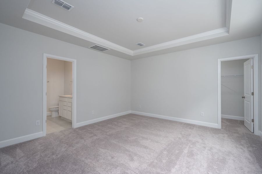 Retreat to the owner's suite with tray ceiling detail. Retreat to the owner's suite with tray ceiling detail.