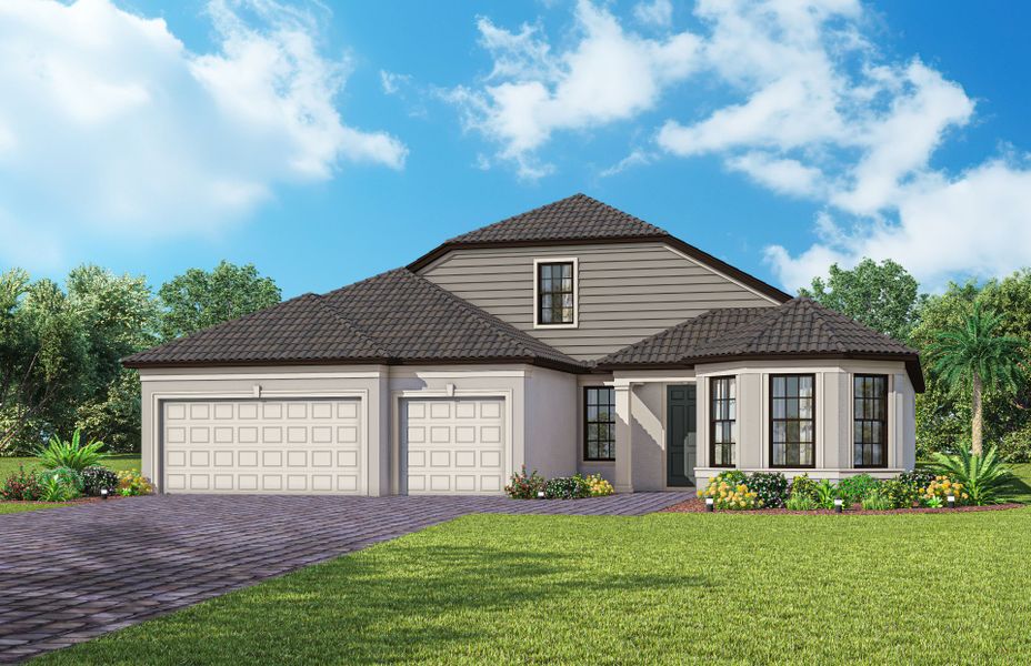 Representative exterior photo of a completed home built from the Stellar Grande by Del Webb in Del Webb Naples, Ave Maria, FL (Image 22).