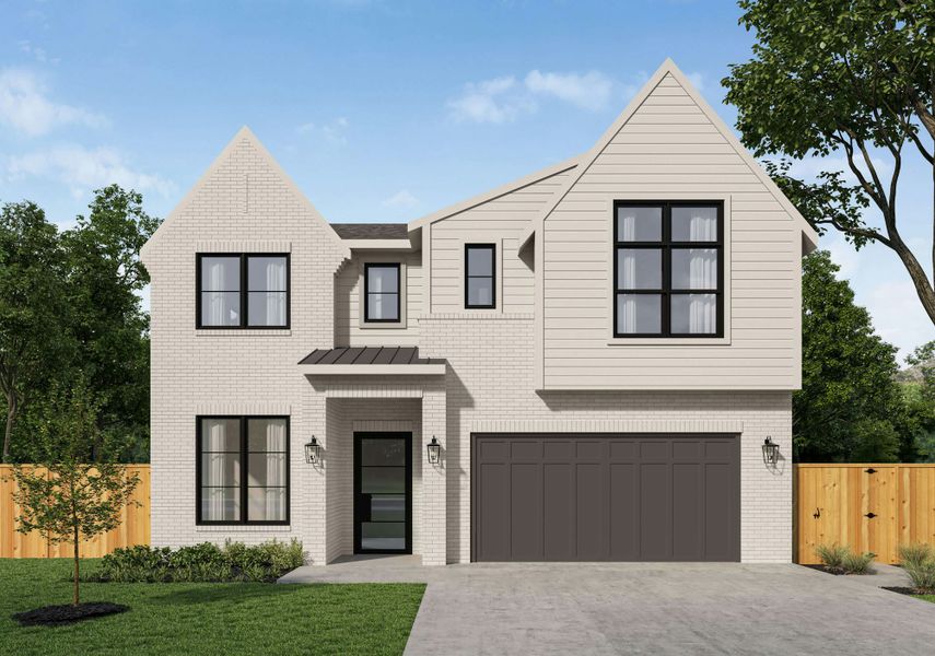 Front exterior of a new home in , Houston, TX, highlighting curb appeal (Image 1). Front exterior of a new home in , Houston, TX, highlighting curb appeal (Image 1).