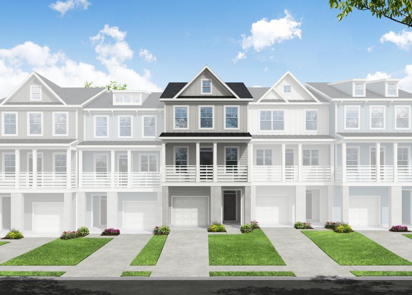 Front exterior of a new home in The Bluffs at Pinefield Townhomes, Charleston, SC, highlighting curb appeal (Image 2).