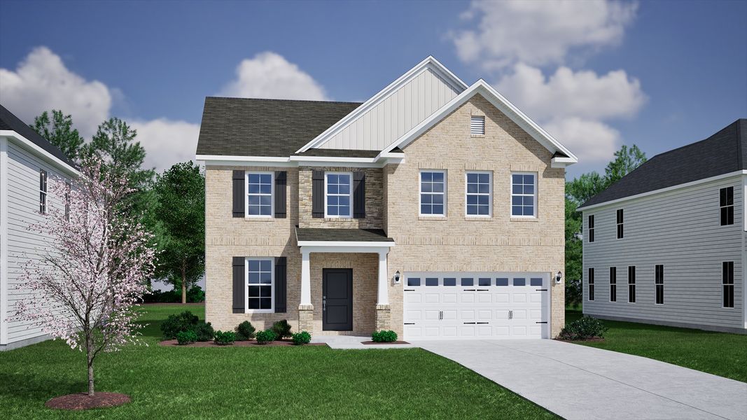 Representative exterior photo of a completed home built from the Cooper - Vanguard Collection by Mungo Homes in Windsor Forest, Anderson, SC (Image 18).