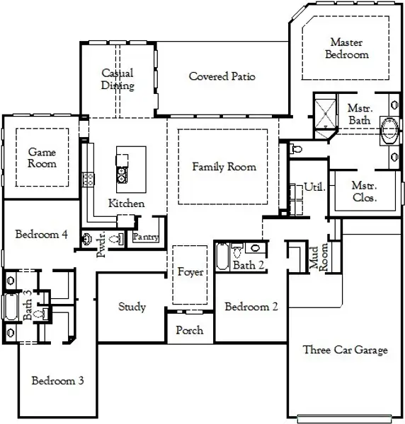 2D floor plan layout for the Gatesville by Coventry Homes in Headwaters, Dripping Springs, TX (Image 4).