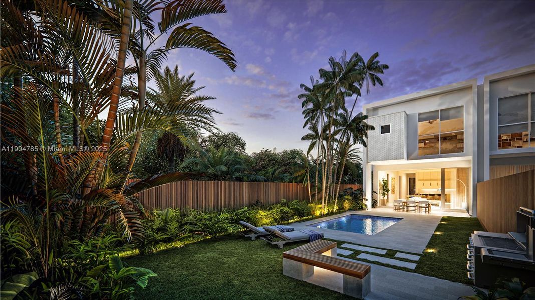 Exterior details and patio area of a home in , Miami (Image 1). Exterior details and patio area of a home in , Miami (Image 1).