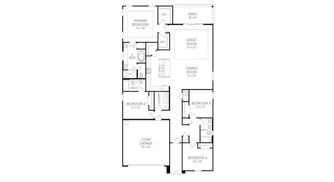 2D floor plan layout for the Stonehurst - 50' Homesites by Dream Finders Homes in Amberly, Green Cove Springs, FL (Image 3).