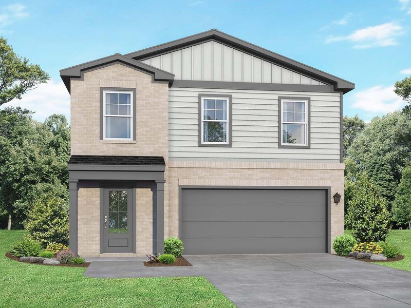 Representative exterior photo of a completed home built from the The Trinity F by Davidson Homes LLC in Lakes at Black Oak, Magnolia, TX (Image 23).