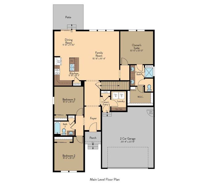 2D floor plan layout for the Sage by View Homes in The Glen-12, Colorado Springs, CO (Image 3).