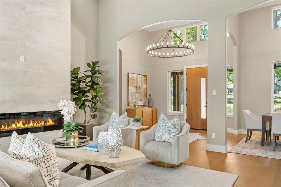 Fire place, engineered hardwood floors