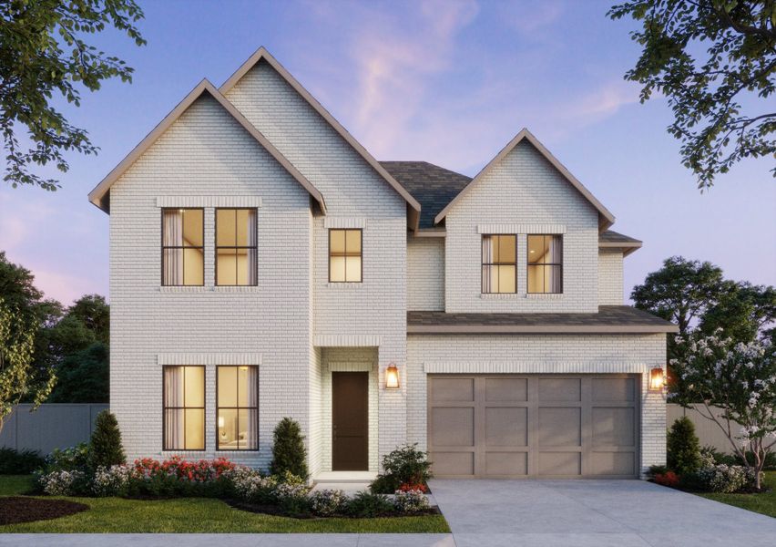Representative exterior photo of a completed home built from the Prescott III by Southgate Homes in Painted Tree 50' Series, McKinney, TX (Image 1). Representative exterior photo of a completed home built from the Prescott III by Southgate Homes in Painted Tree 50' Series, McKinney, TX (Image 1).