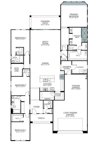 2D floor plan layout of this home in Legends at Thunderbird, Glendale, AZ (Image 5).