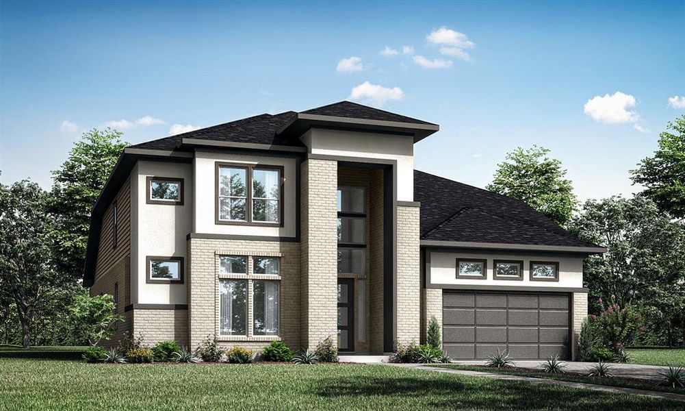 Burano plan by Newmark offers 4 bedrooms and 4.5 baths, gameroom and media.