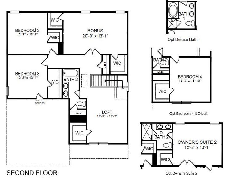 2D floor plan layout for the Winston by D.R. Horton in The Falls at Newton, Newton, NC (Image 4).