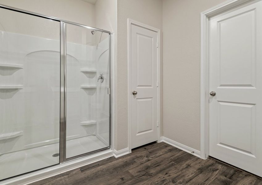 Step-in shower in master bedroom
