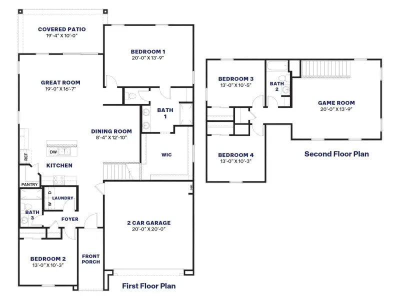 2D floor plan layout for the Ozark by D.R. Horton in El Cidro, Goodyear, AZ (Image 5).