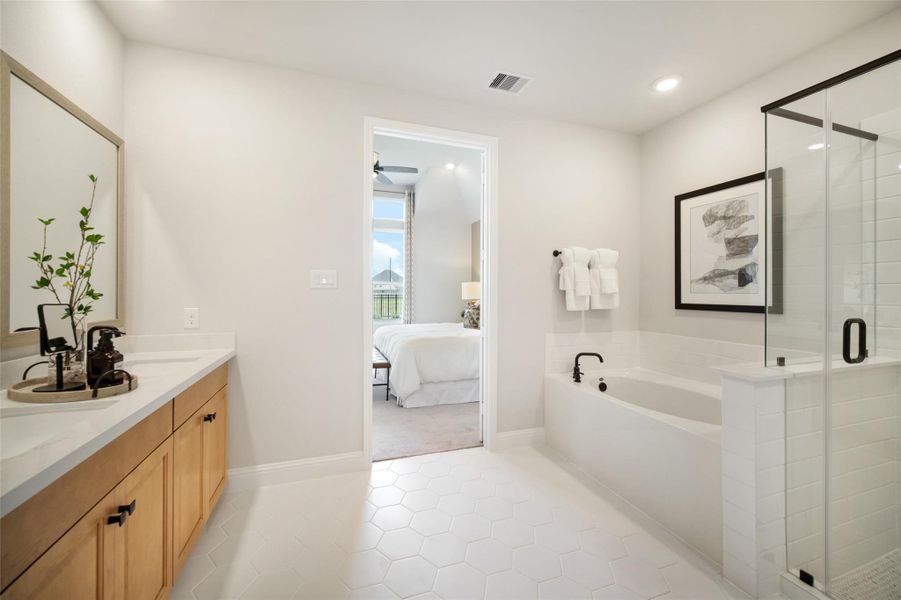 Furnished interior view inside a new home in The Highlands: Highland Duets, Porter (Image 9).