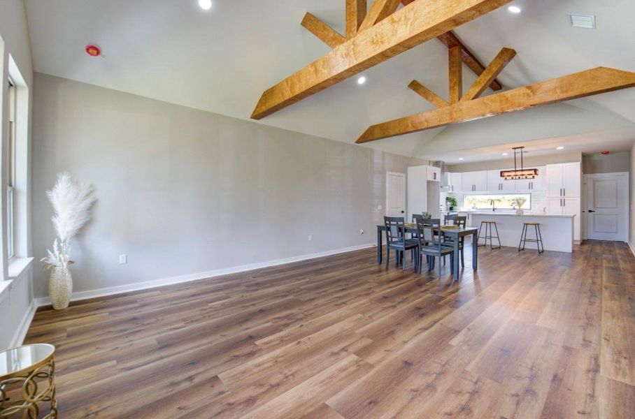 open-concept, living room to dining, to kitchen open-concept, living room to dining, to kitchen