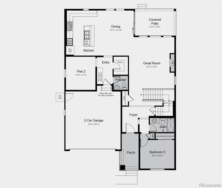 Additional highlights include: main floor bedroom with full bath, gourmet kitchen, covered patio, modern fireplace, quartz countertops throughout, modern horizontal iron railings at steps, upgraded cabinets and flooring, matte black bathroom plumbing.