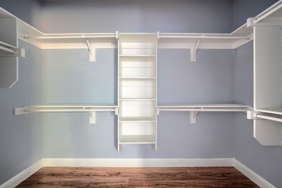 Walk in closet featuring hardwood / wood-style flooring