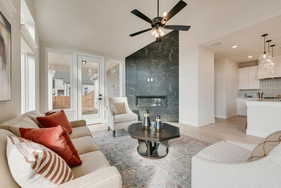 Furnished interior view inside a new home in Trails at Cottonwood Creek, Rowlett (Image 7). Furnished interior view inside a new home in Trails at Cottonwood Creek, Rowlett (Image 7).