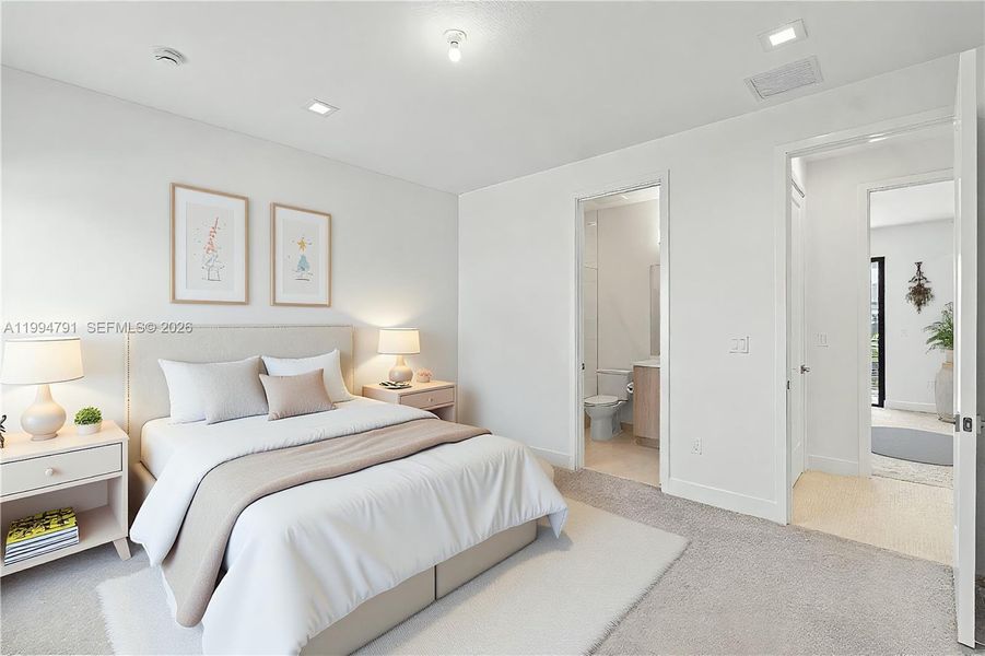 Virtually Staged - 4th bedroom with ensuite bath