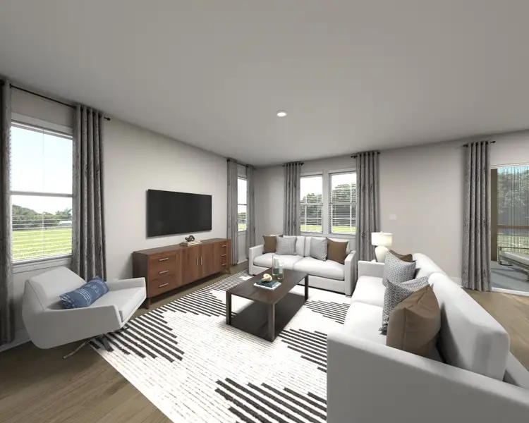 Furnished interior view inside a new home in Cadence Meadows, Zebulon (Image 4). Furnished interior view inside a new home in Cadence Meadows, Zebulon (Image 4).