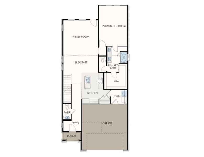 2D floor plan layout for the Eleanor 3221 by GFO Home in Highland Village, Georgetown, TX (Image 3).