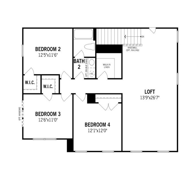 2D floor plan layout for the Teton by Mattamy Homes in Clarabella, Fuquay Varina, NC (Image 6).