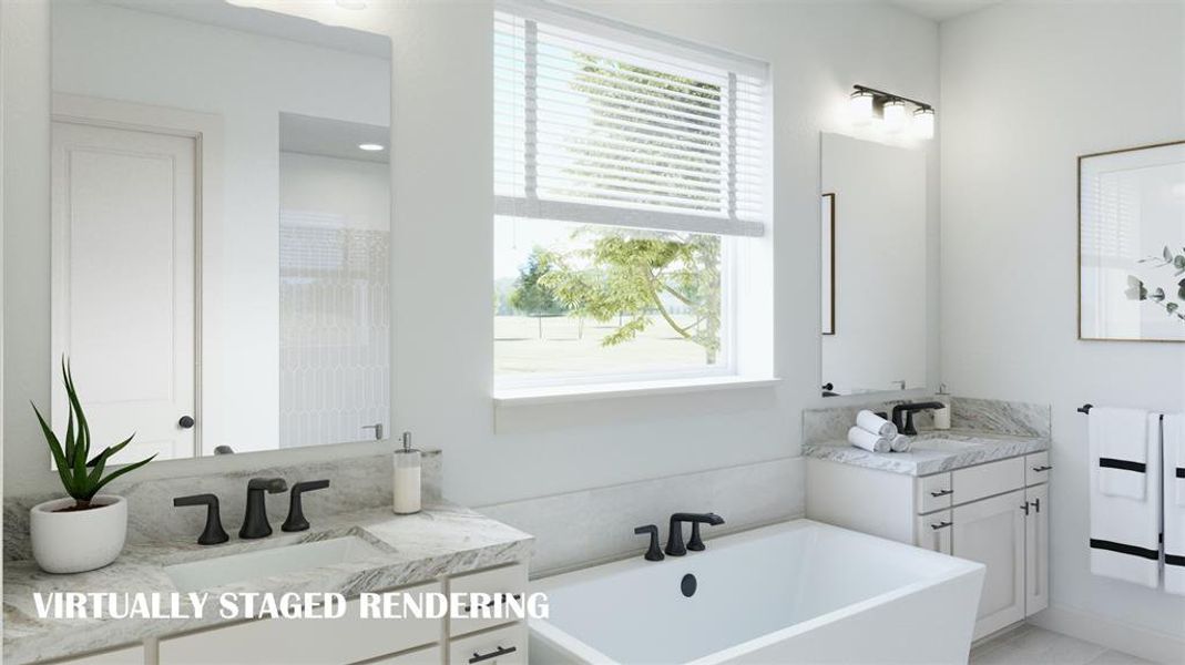 An owner's bath fit for a king and a queen!  VIRTUALLY STAGED RENDERING