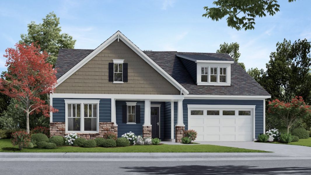 Representative exterior photo of a completed home built from the Eden by DRB Elevate. in Summerwind Crossing at Lakes of Cane Bay, Summerville, SC (Image 21).