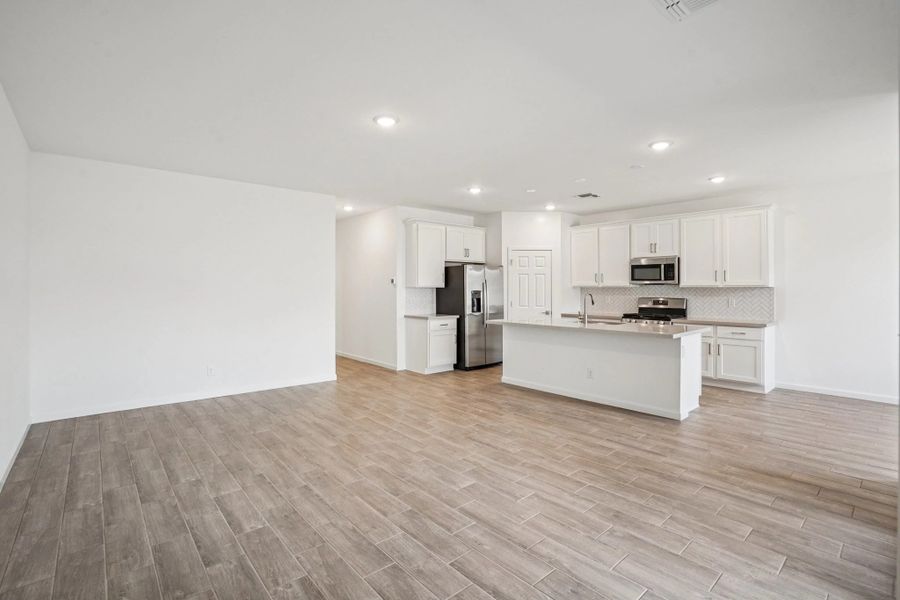 Great room and kitchen Great room and kitchen