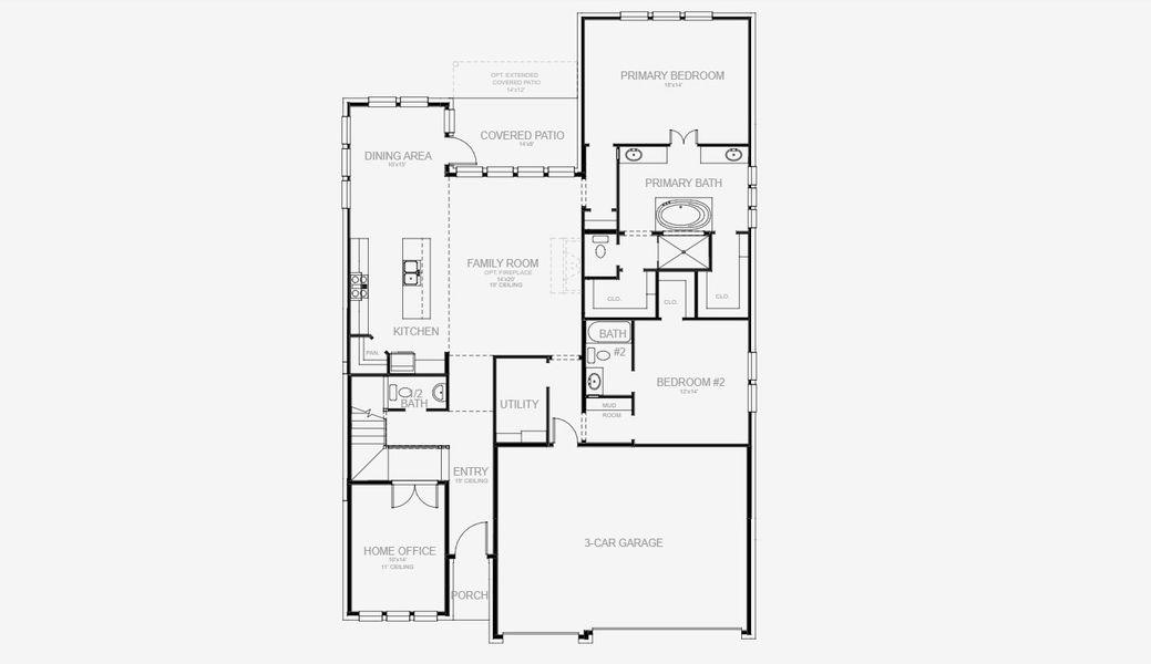 2D floor plan layout for the 3203W by Perry Homes in Devonshire 55', Forney, TX (Image 3). 2D floor plan layout for the 3203W by Perry Homes in Devonshire 55', Forney, TX (Image 3).