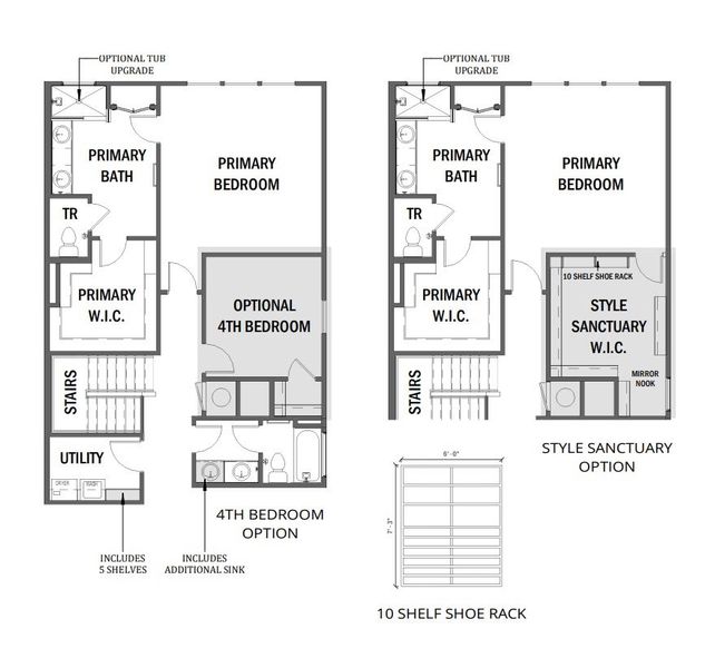 2D floor plan layout for the The Churchill by Rosehaven Homes in Friedrich Hill, San Antonio, TX (Image 4).