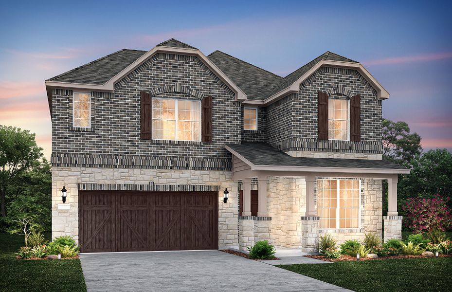 The San Marcos, a 2-story new construction home with shutters, shown with Home Exterior C