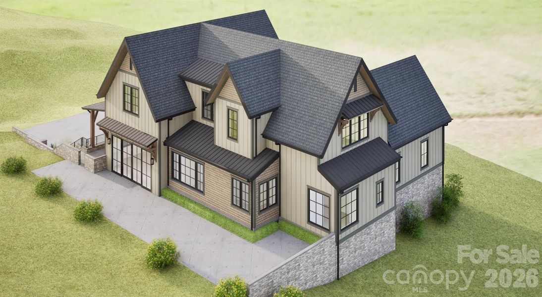 Exterior rendering of this home design in , Weaverville, NC (Image 3).