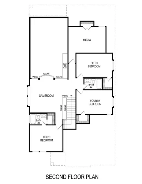 2D floor plan layout for the Oxford R (w/Media) by First Texas Homes in Trails at Cottonwood Creek, Rowlett, TX (Image 5).