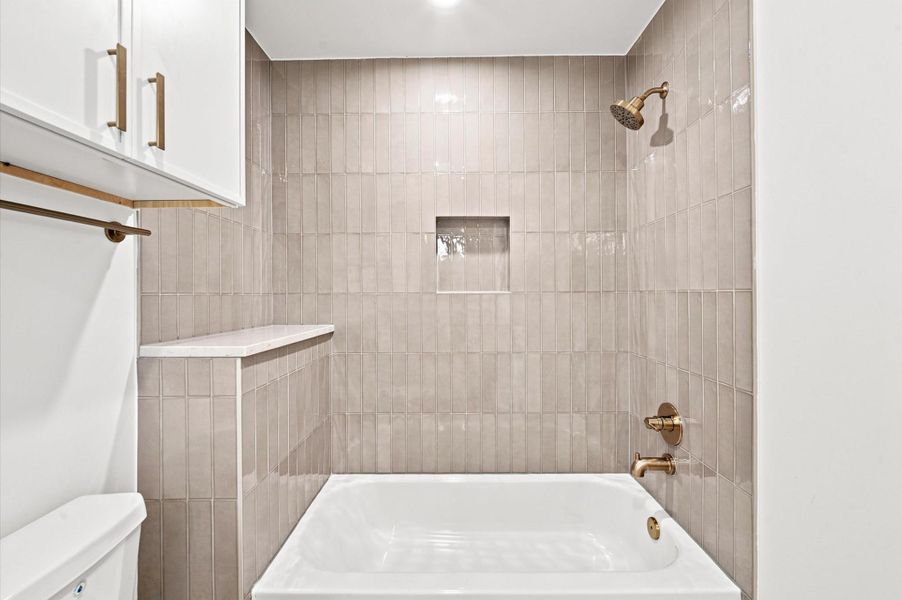 Top floor bathroom with access to the bedroom or optional media room