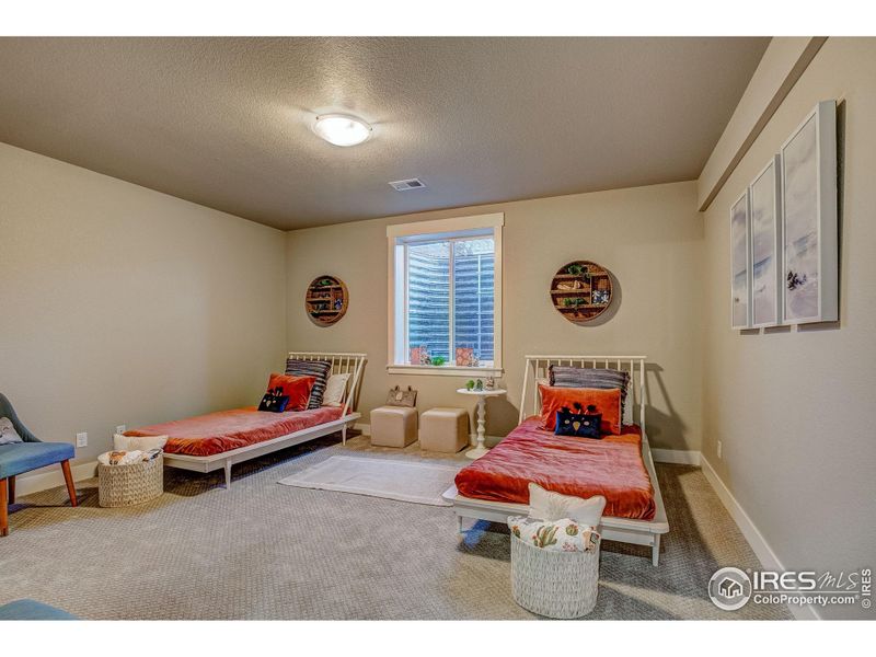 Bedroom in optional finished basement.