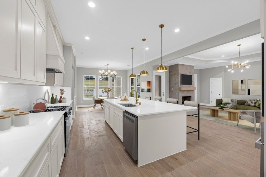 Virtually staged kit/dining/living areas Virtually staged kit/dining/living areas