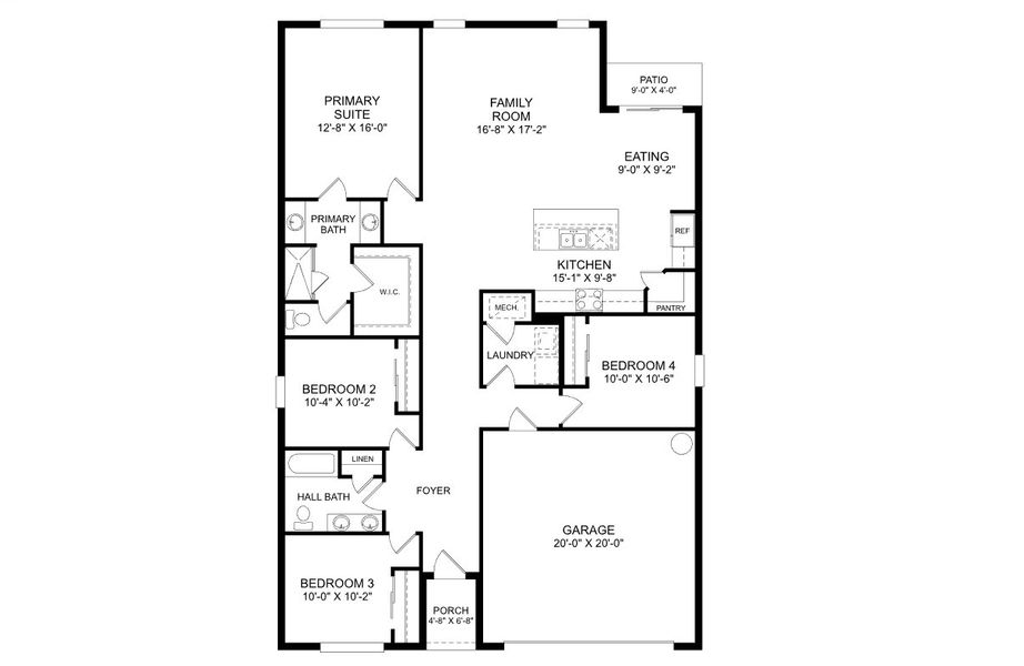 2D floor plan layout for the The Juniper by Stanley Martin Homes in Kentucky Square, Sanford, FL (Image 3).