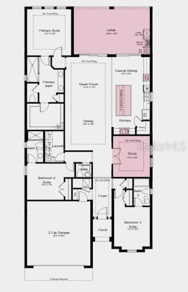 2D floor plan layout of this home in Esplanade at Coasterra, Palmetto, FL (Image 2).