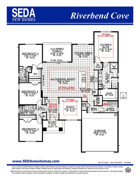 2D floor plan layout for the Riverbend Cove by SEDA New Homes in Katie Cove, Jacksonville, FL (Image 3).