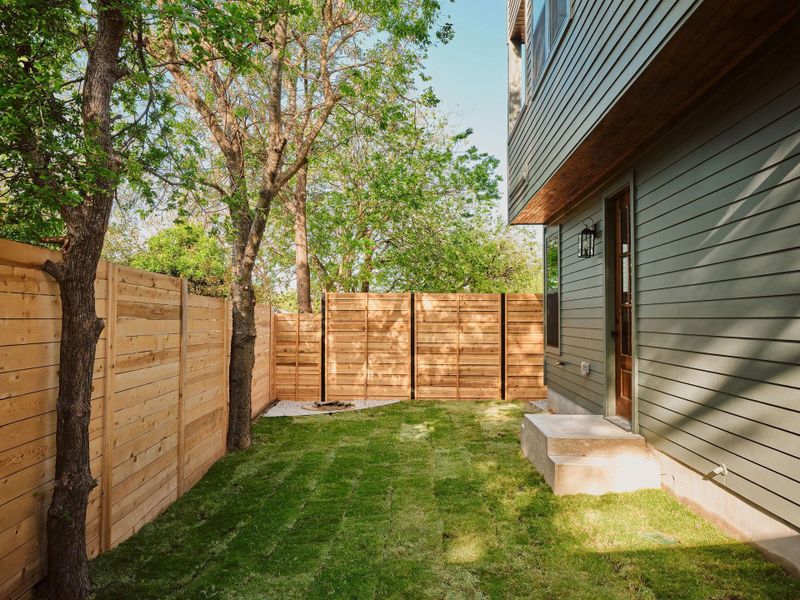 View of fenced backyard