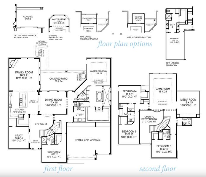 2D floor plan layout for the Kensington 5224 by J. Patrick Homes in Briarley, Montgomery, TX (Image 3). 2D floor plan layout for the Kensington 5224 by J. Patrick Homes in Briarley, Montgomery, TX (Image 3).