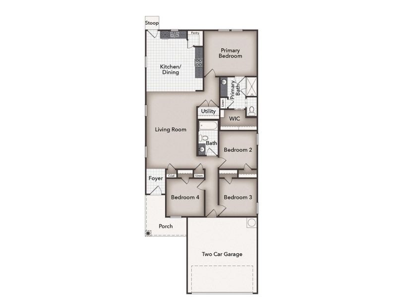 2D floor plan layout for the Applewhite Meadows 1468 by Brohn Homes in Applewhite Meadows, San Antonio, TX (Image 3). 2D floor plan layout for the Applewhite Meadows 1468 by Brohn Homes in Applewhite Meadows, San Antonio, TX (Image 3).