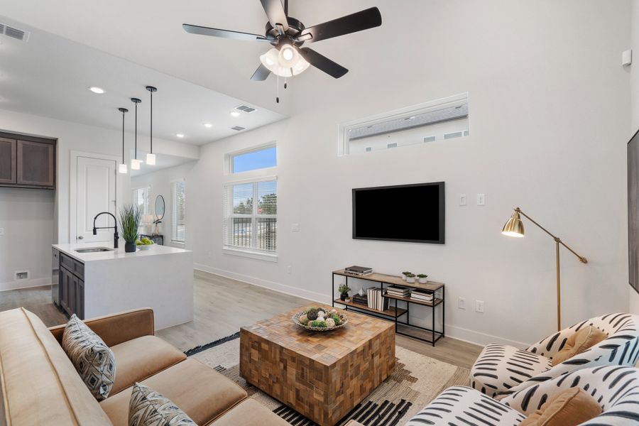 Furnished interior view inside a new home in Foxfield, Austin (Image 18). Furnished interior view inside a new home in Foxfield, Austin (Image 18).