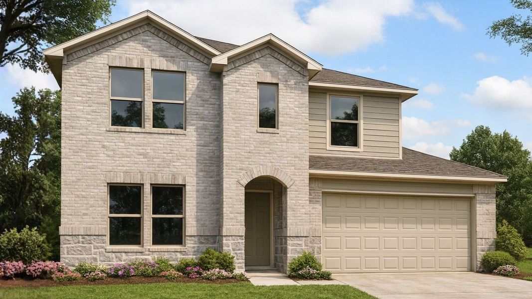 Representative exterior photo of a completed home built from the Naples by D.R. Horton in Cypress Green, Hockley, TX (Image 13).