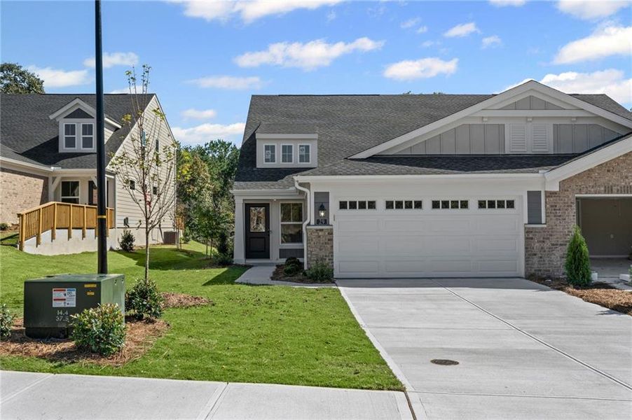 Front exterior of a new home in Villas at Gold Creek, Dawsonville, GA, highlighting curb appeal (Image 20). Front exterior of a new home in Villas at Gold Creek, Dawsonville, GA, highlighting curb appeal (Image 20).