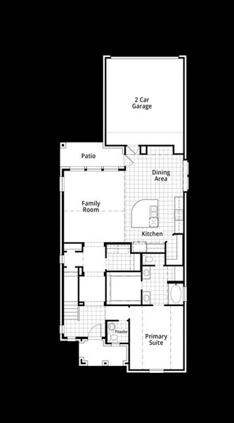 2D floor plan layout for the Merrivale by Highland Homes in Trinity Falls: Artisan Series - 40ft lots, McKinney, TX (Image 5). 2D floor plan layout for the Merrivale by Highland Homes in Trinity Falls: Artisan Series - 40ft lots, McKinney, TX (Image 5).