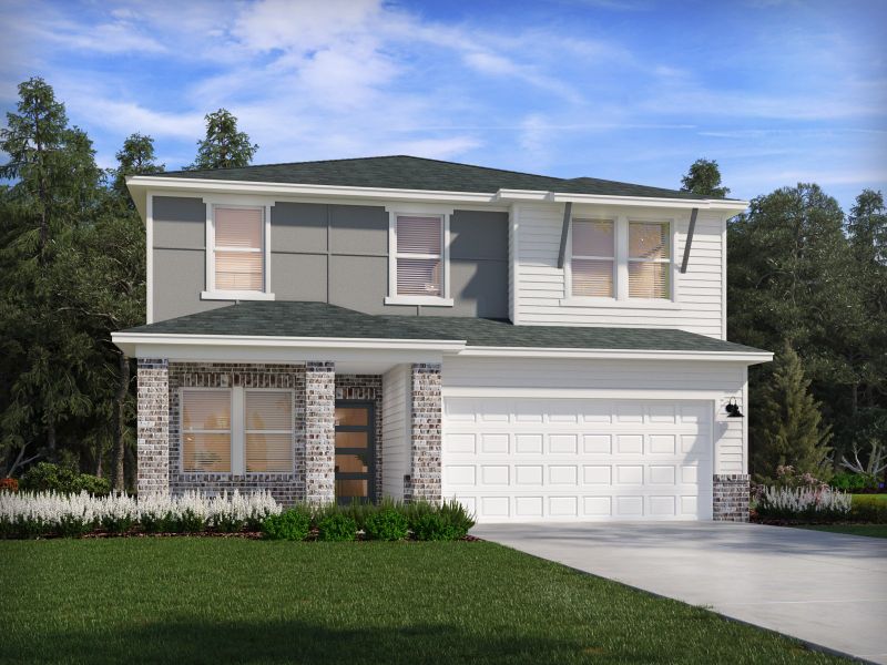 Representative exterior photo of a completed home built from the Rockwell by Meritage Homes in River Ridge, Clarksville, TN (Image 12).