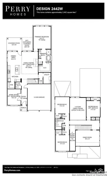 2D floor plan layout of this home in Kallison Ranch 45', San Antonio, TX (Image 2).